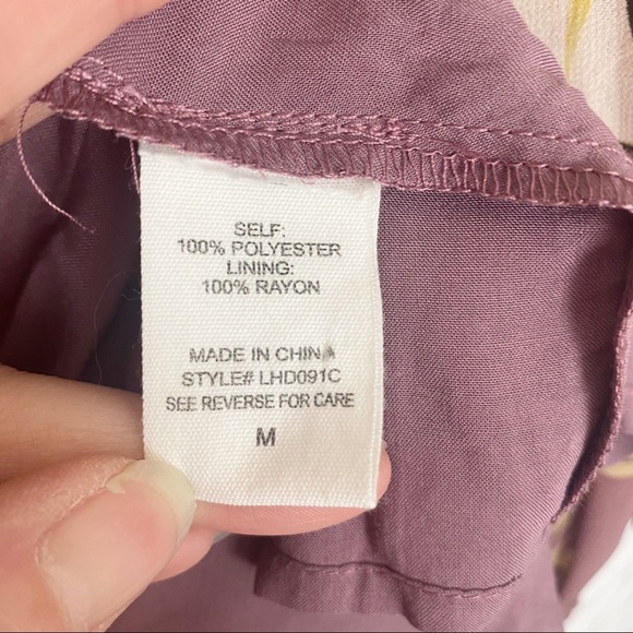 LOVE + HARMONY Mauve Floral Tiered Ruffle Mini Dress Medium Boho Peasant - Picture 10 of 12